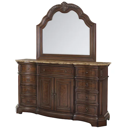 Door Dresser and Landscape Mirror Combo